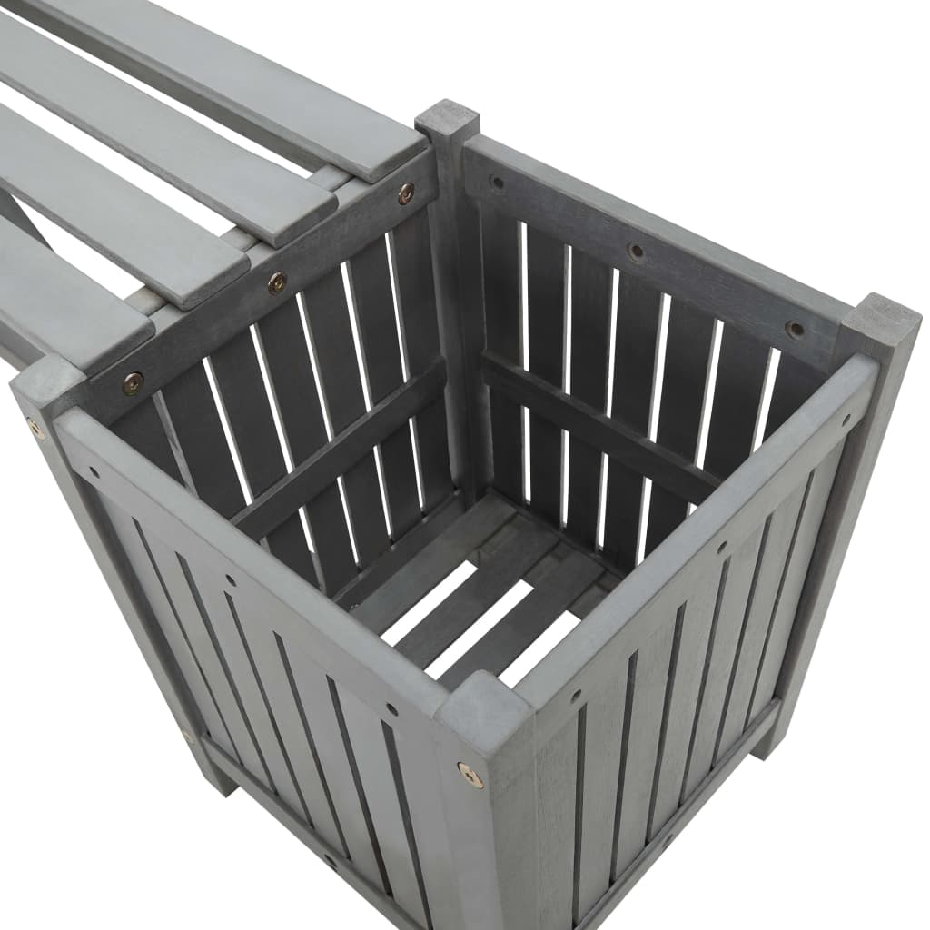 Tuinbank Met 2 Plantenbakken 150 Cm Massief Acaciahout Grijs 150 x 30 x 40 cm