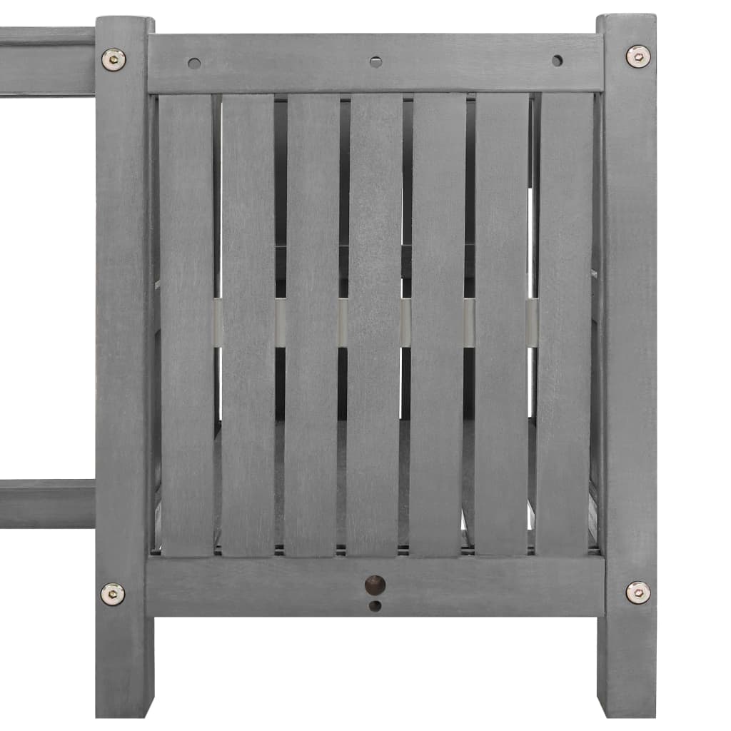 Tuinbank Met 2 Plantenbakken 150 Cm Massief Acaciahout Grijs 150 x 30 x 40 cm