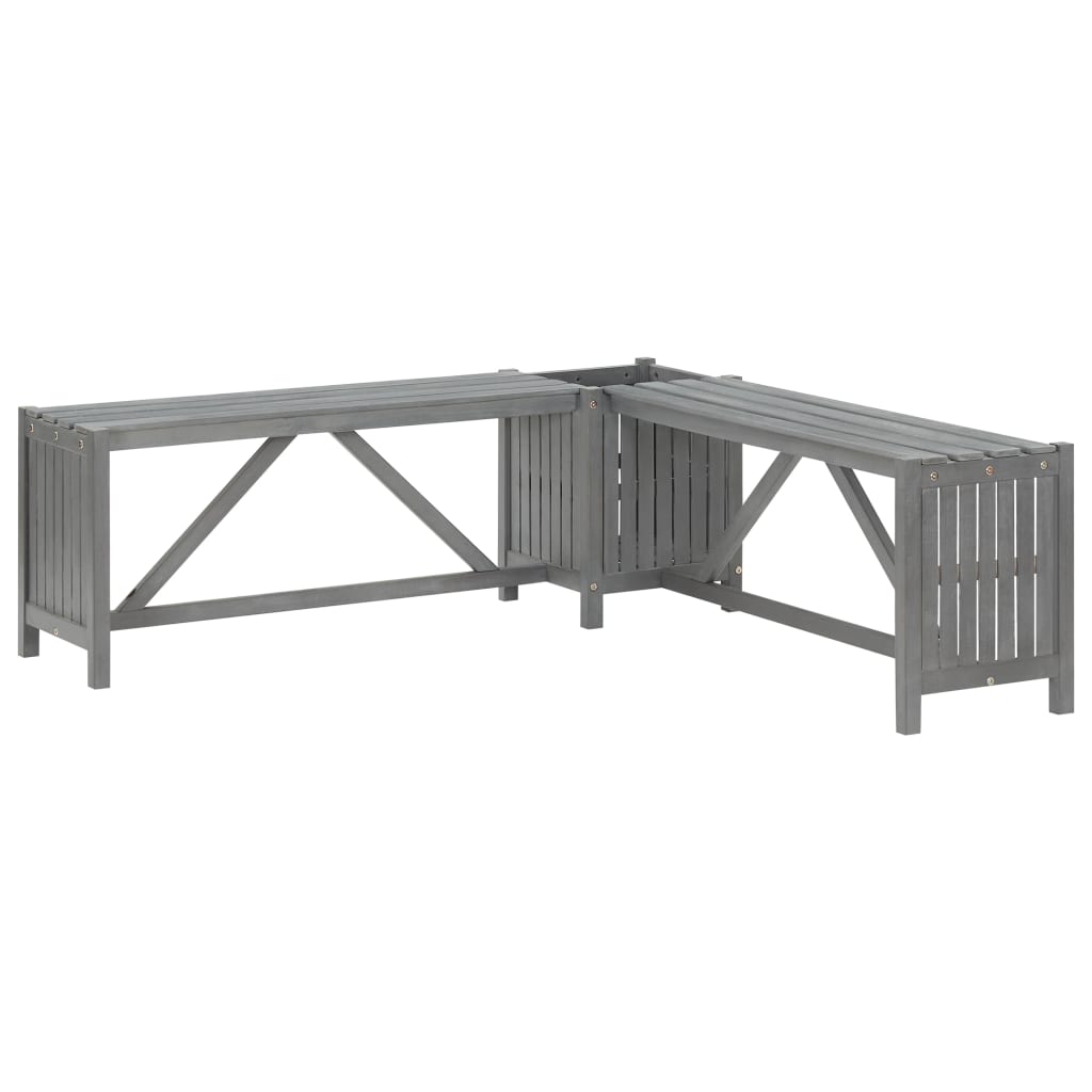 Tuinhoekbank Met Plantenbak 117 Cm Massief Acaciahout Grijs 117 x 117 x 40 cm