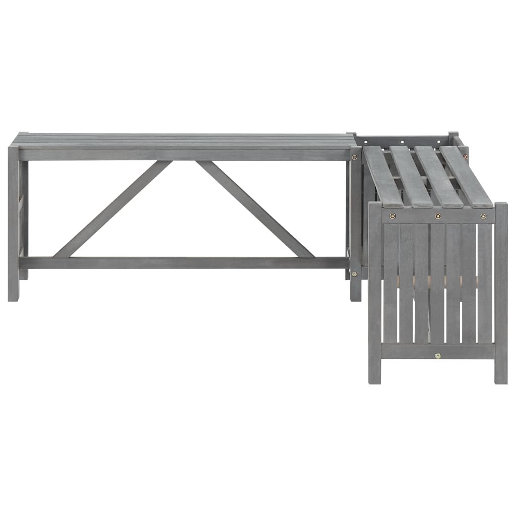 Tuinhoekbank Met Plantenbak 117 Cm Massief Acaciahout Grijs 117 x 117 x 40 cm