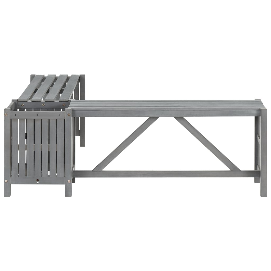 Tuinhoekbank Met Plantenbak 117 Cm Massief Acaciahout Grijs 117 x 117 x 40 cm