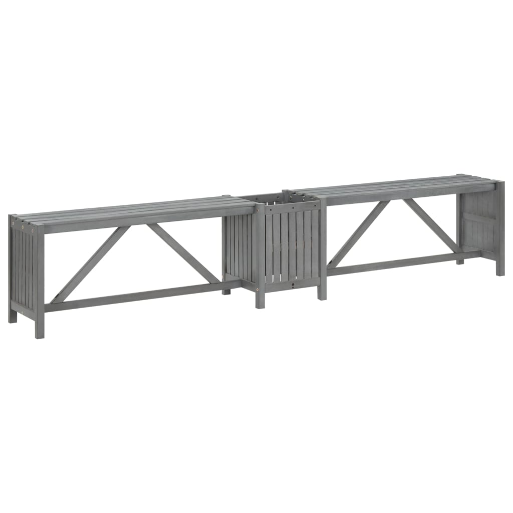 Tuinhoekbank Met Plantenbak 117 Cm Massief Acaciahout Grijs 117 x 117 x 40 cm