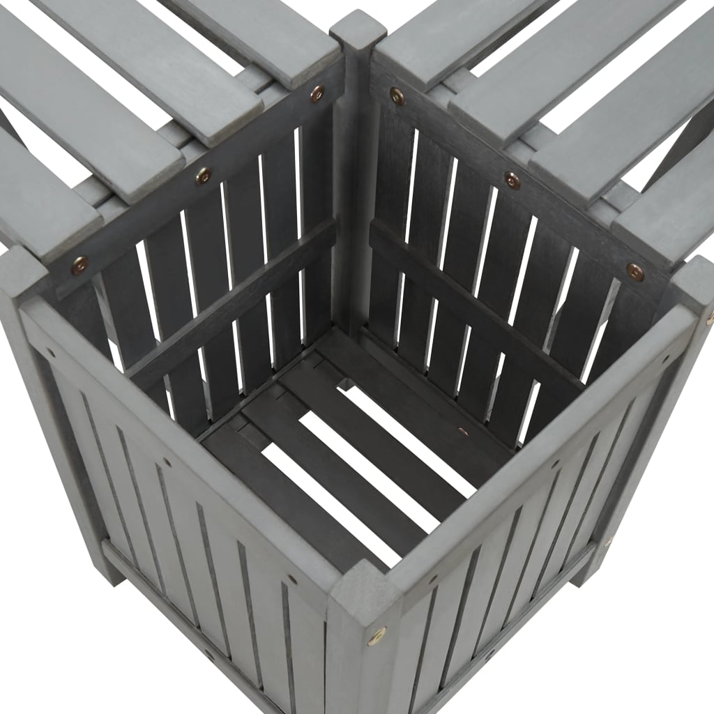 Tuinhoekbank Met Plantenbak 117 Cm Massief Acaciahout Grijs 117 x 117 x 40 cm