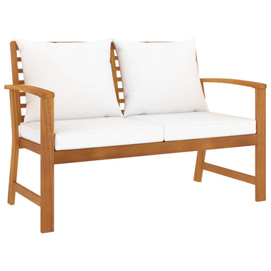 Tuinbank Met Crèmekleurig Kussen 120 Cm Massief Acaciahout