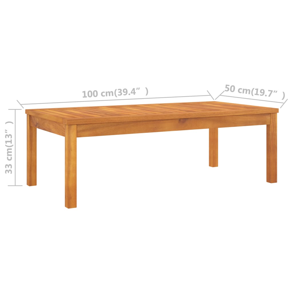 Salontafel 100X50X33 Cm Massief Acaciahout Crème