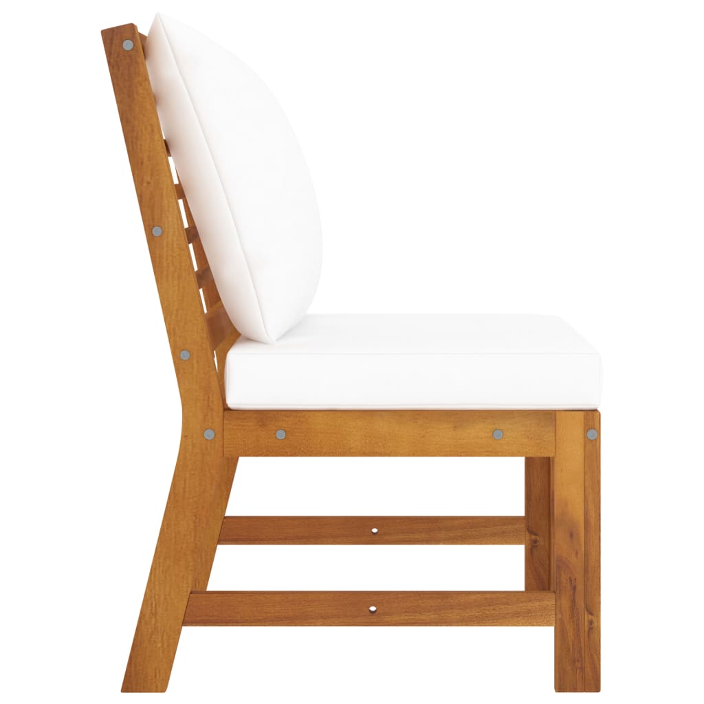 3-Delige Loungeset Met Crèmekleurige Kussens Massief Acaciahout 1 Middenbank + hoekbank + salontafel