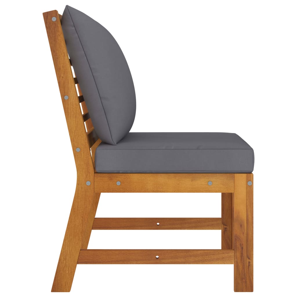 3-Delige Loungeset Met Donkergrijze Kussens Massief Acaciahout 1 Donkergrijs Middenbank + hoekbank + salontafel