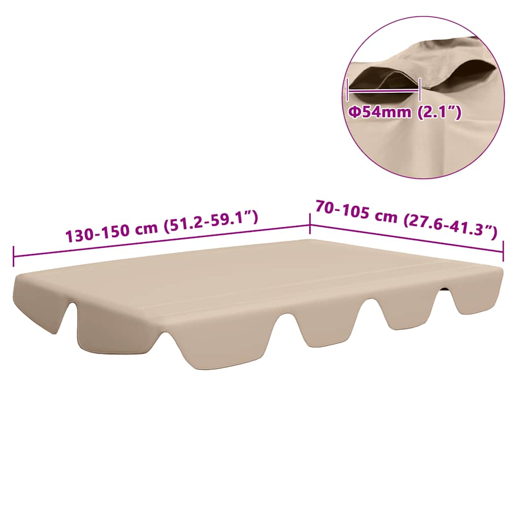 Vervangingsluifel voor schommelbank 150/130x105/70 cm beige