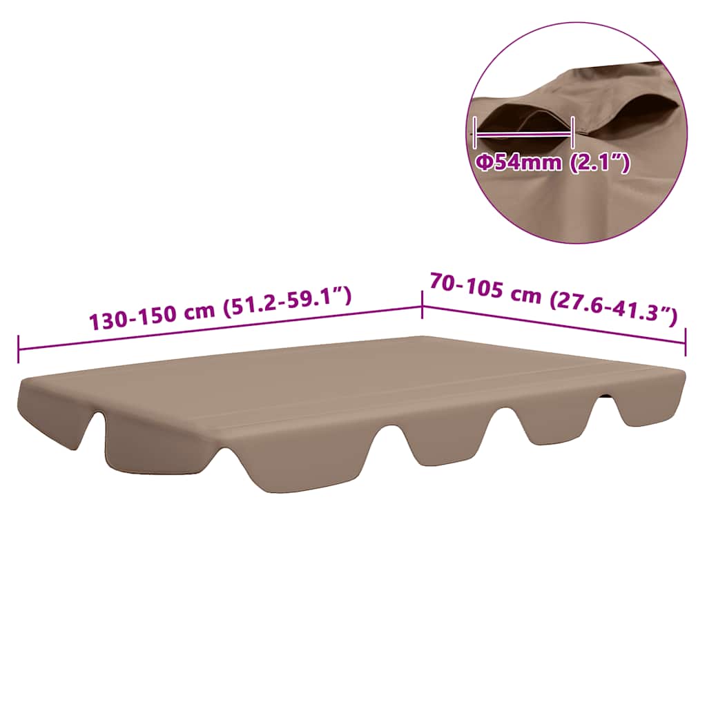 Vervangingsluifel voor schommelbank 150/130x105/70 cm taupe