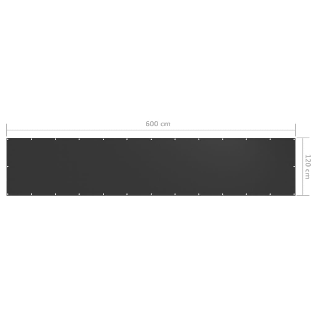 Balkonscherm 120X600 Cm Oxford Stof Antraciet 120 x 600 cm