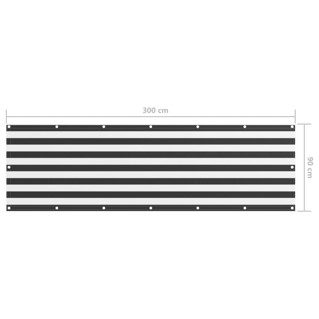 Balkonscherm 90X300 Cm Oxford Stof Antraciet En Wit 90 x 300 cm