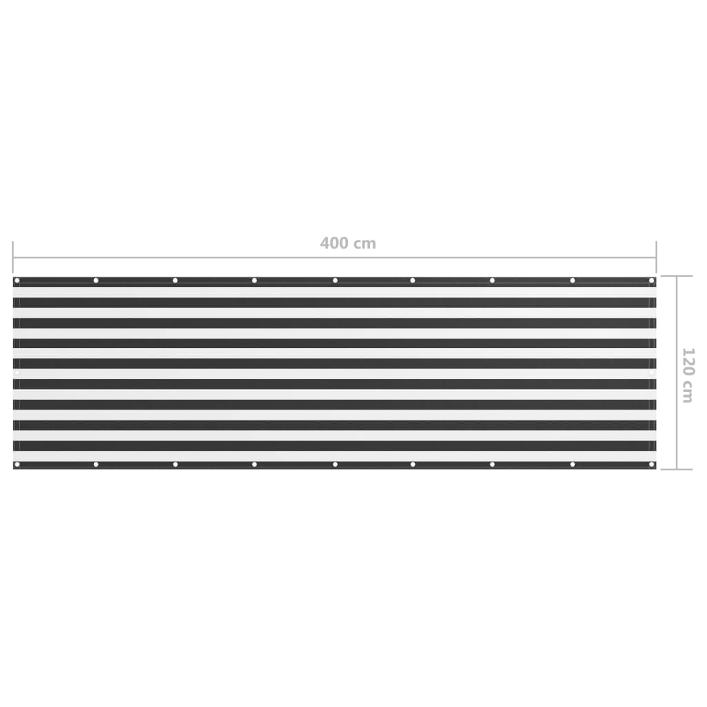 Balkonscherm 120X400 Cm Oxford Stof Antraciet En Wit 120 x 400 cm