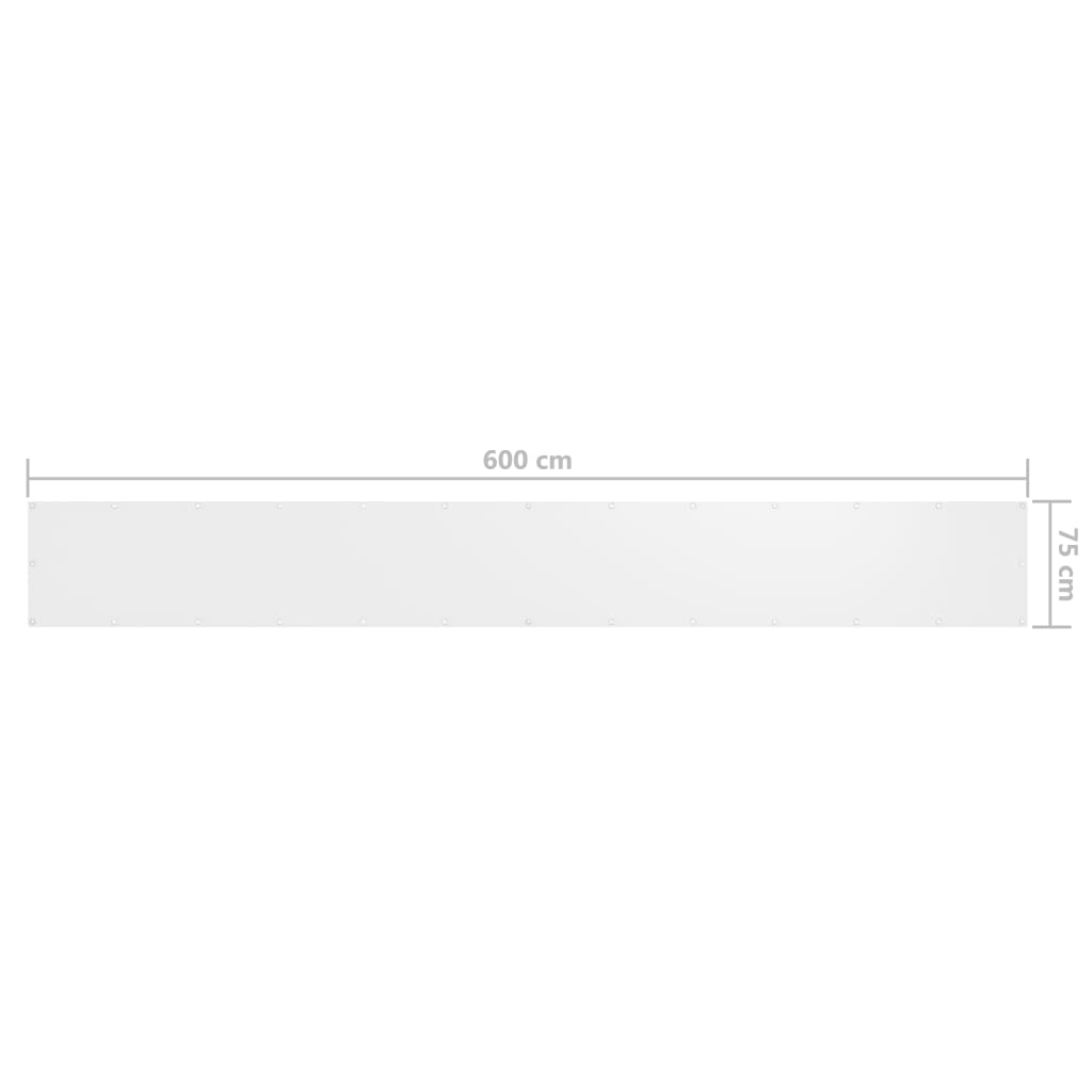 Balkonscherm 75X600 Cm Oxford Stof Wit 75 x 600 cm