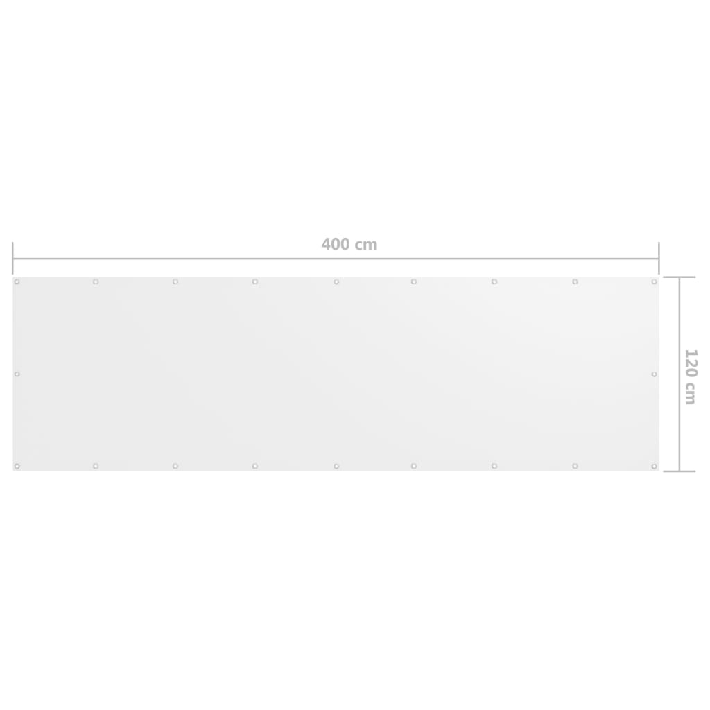 Balkonscherm 120X400 Cm Oxford Stof Wit 120 x 400 cm