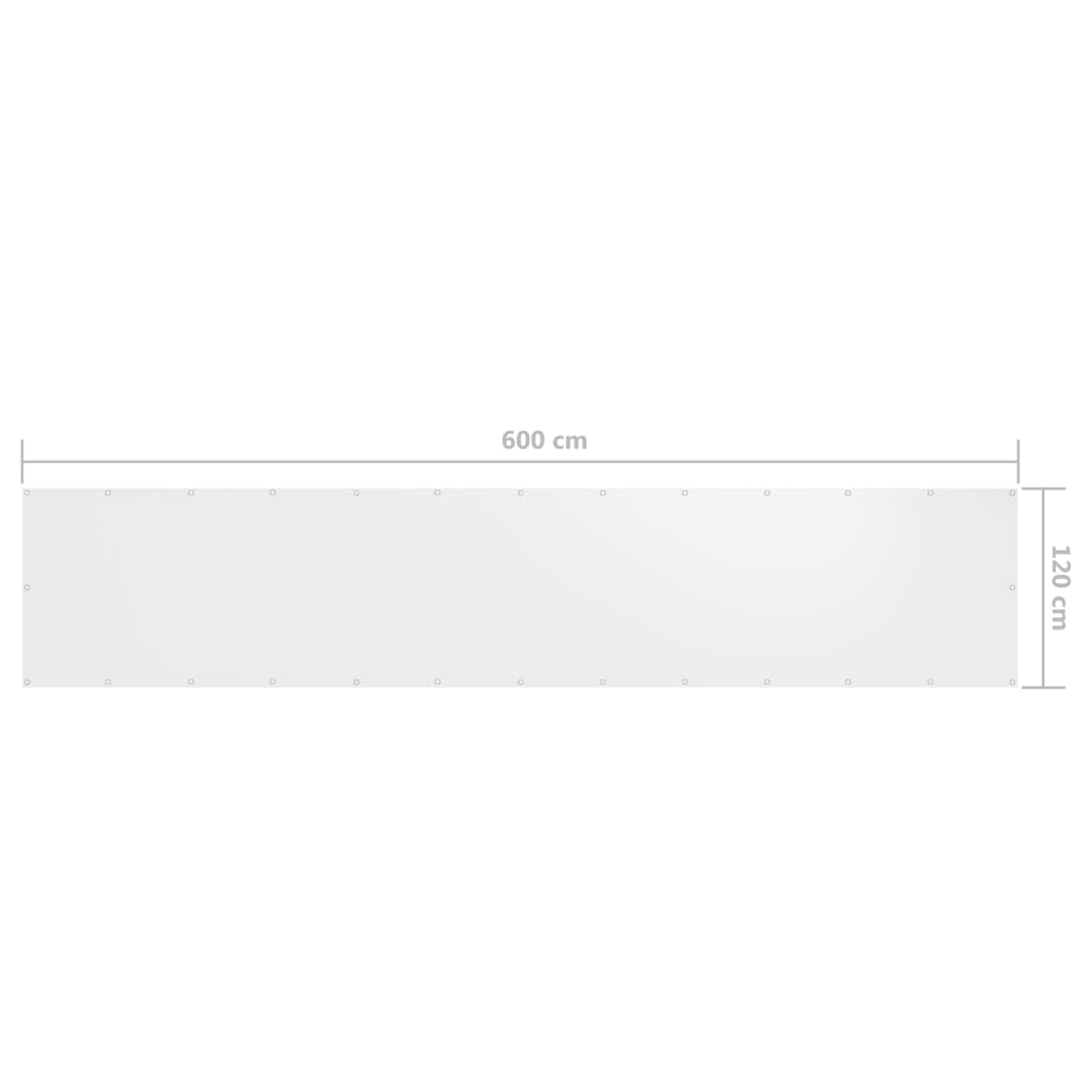 Balkonscherm 120X600 Cm Oxford Stof Wit 120 x 600 cm