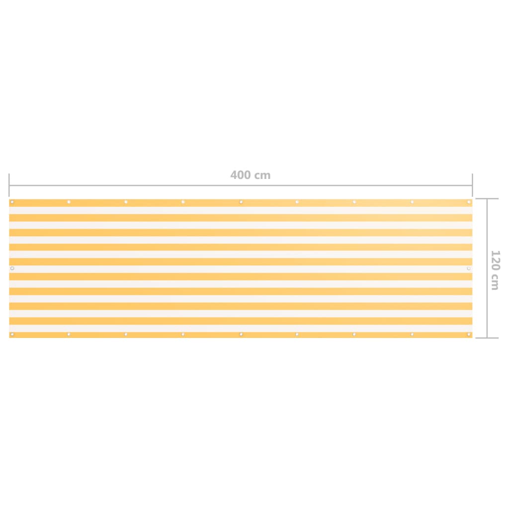 Balkonscherm 120X400 Cm Oxford Stof Wit En Geel 120 x 400 cm white and yellow