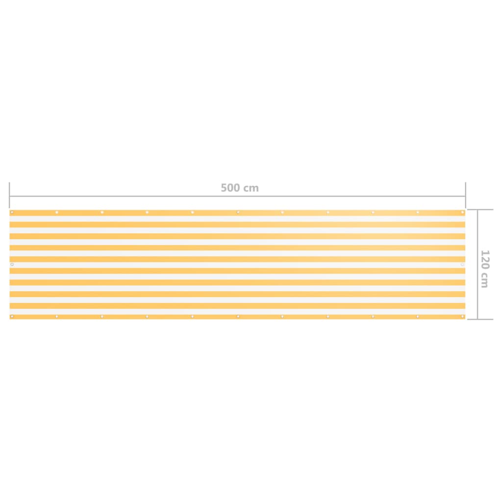 Balkonscherm 120X500 Cm Oxford Stof Wit En Geel 120 x 500 cm white and yellow