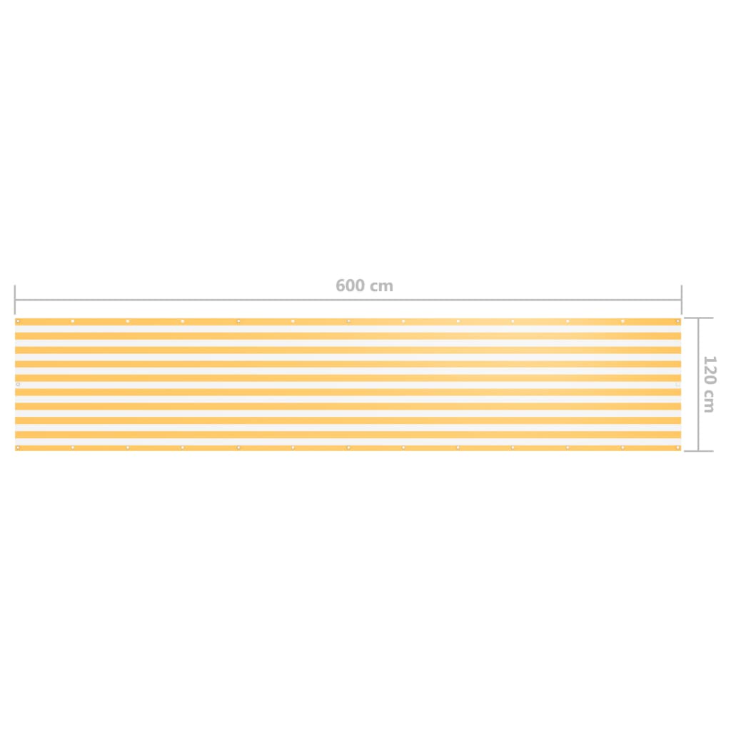 Balkonscherm 120X600 Cm Oxford Stof Wit En Geel 120 x 600 cm white and yellow