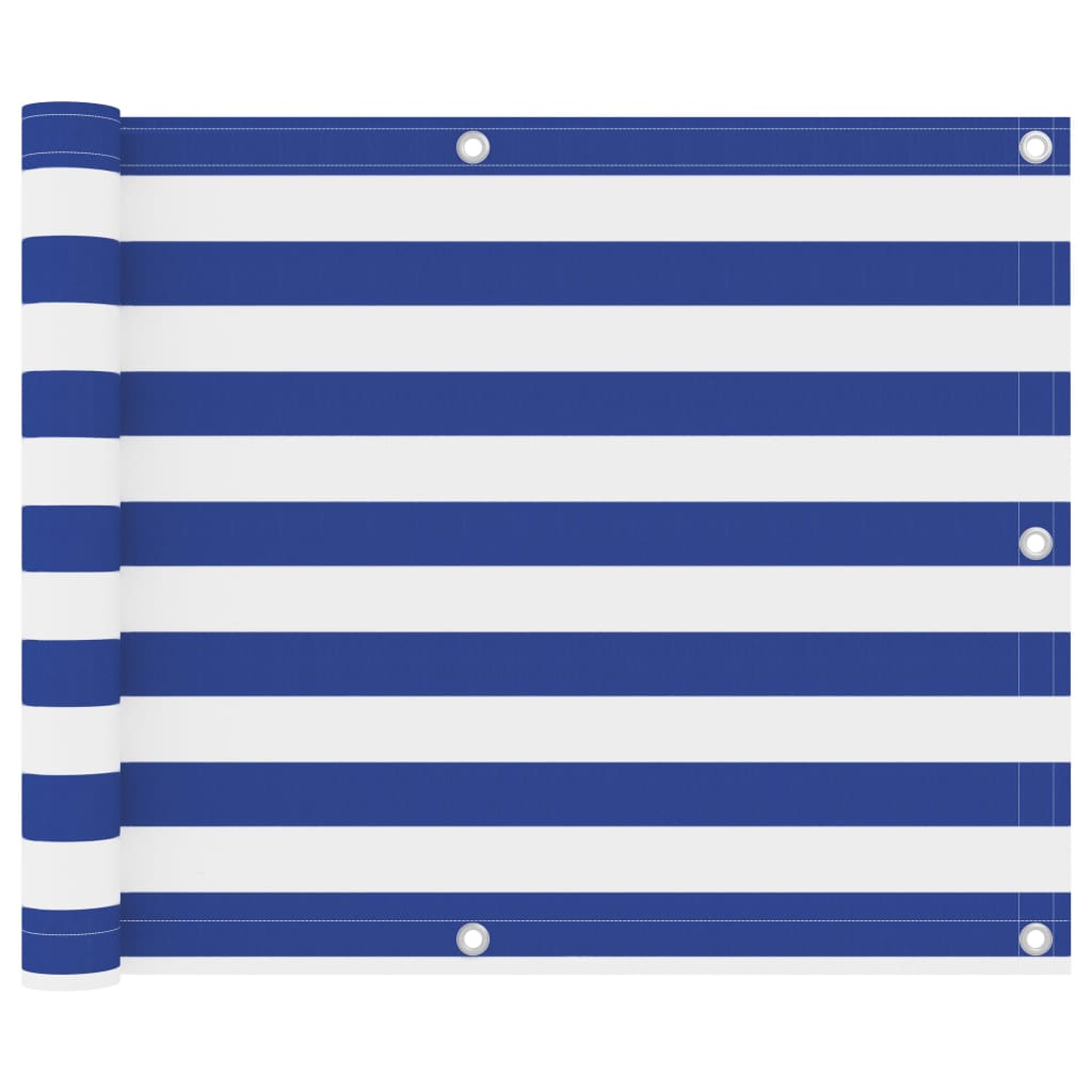 Balkonscherm 75X300 Cm Oxford Stof Wit En Blauw 75 x 300 cm