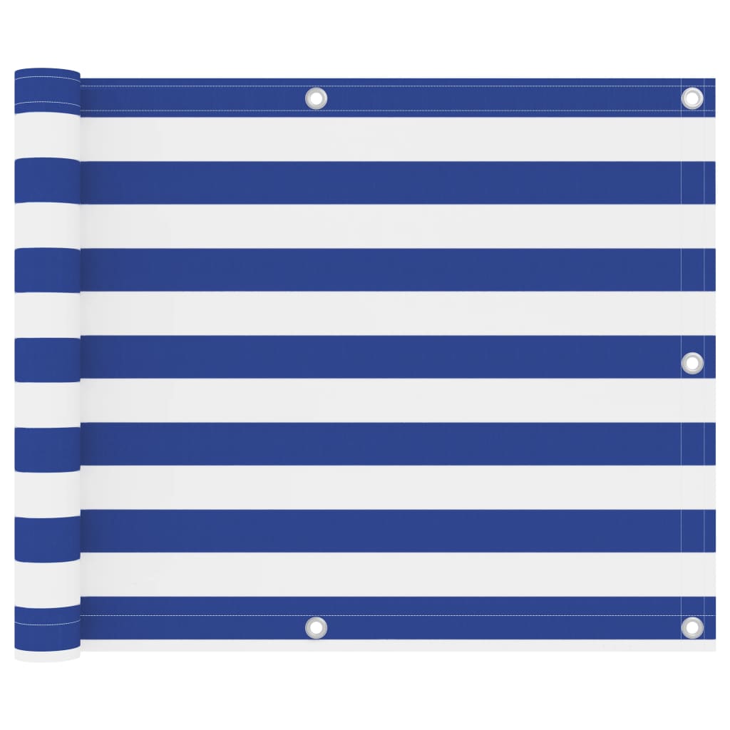 Balkonscherm 75X400 Cm Oxford Stof Wit En Blauw 75 x 400 cm