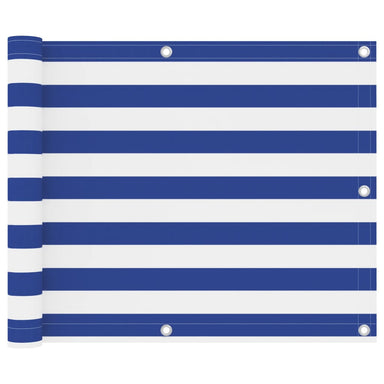 Balkonscherm 75X400 Cm Oxford Stof Wit En Blauw 75 x 400 cm