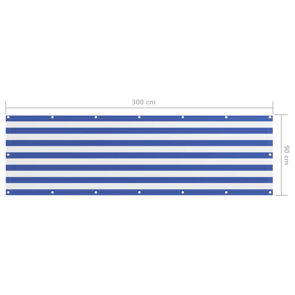Balkonscherm 90X300 Cm Oxford Stof Wit En Blauw 90 x 300 cm