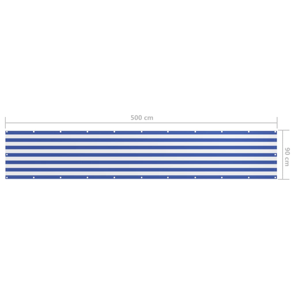 Balkonscherm 90X500 Cm Oxford Stof Wit En Blauw 90 x 500 cm