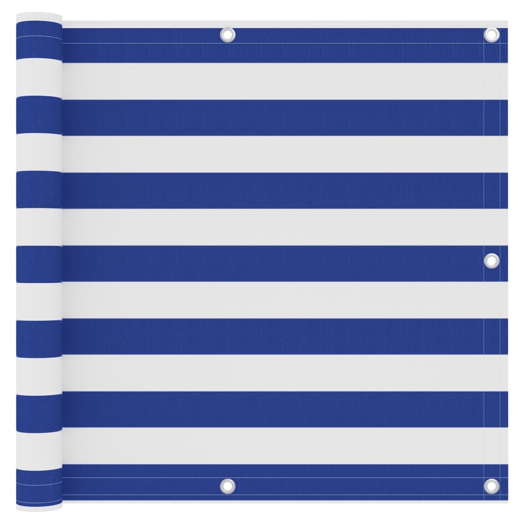Balkonscherm 90X600 Cm Oxford Stof Wit En Blauw 90 x 600 cm
