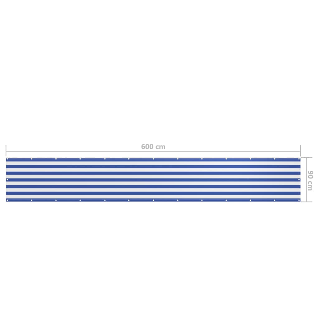 Balkonscherm 90X600 Cm Oxford Stof Wit En Blauw 90 x 600 cm