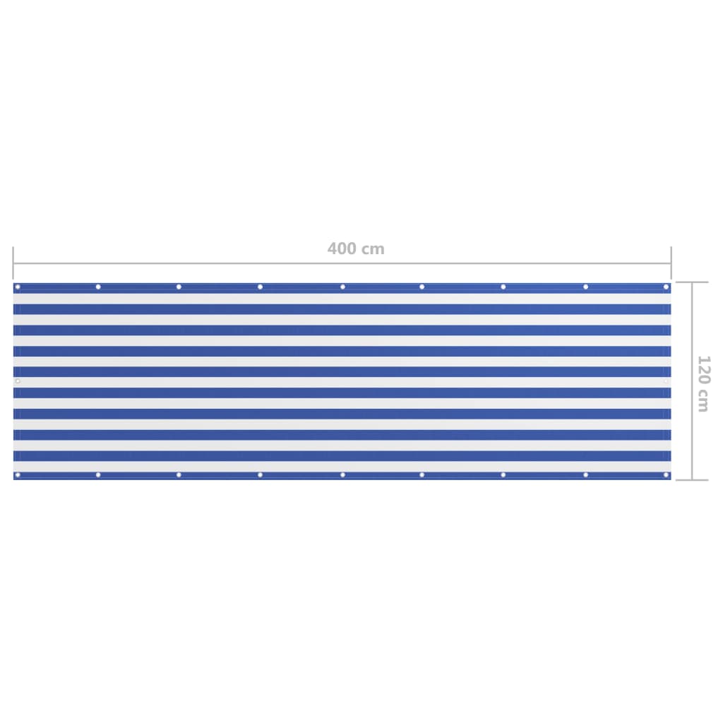 Balkonscherm 120X400 Cm Oxford Stof Wit En Blauw 120 x 400 cm