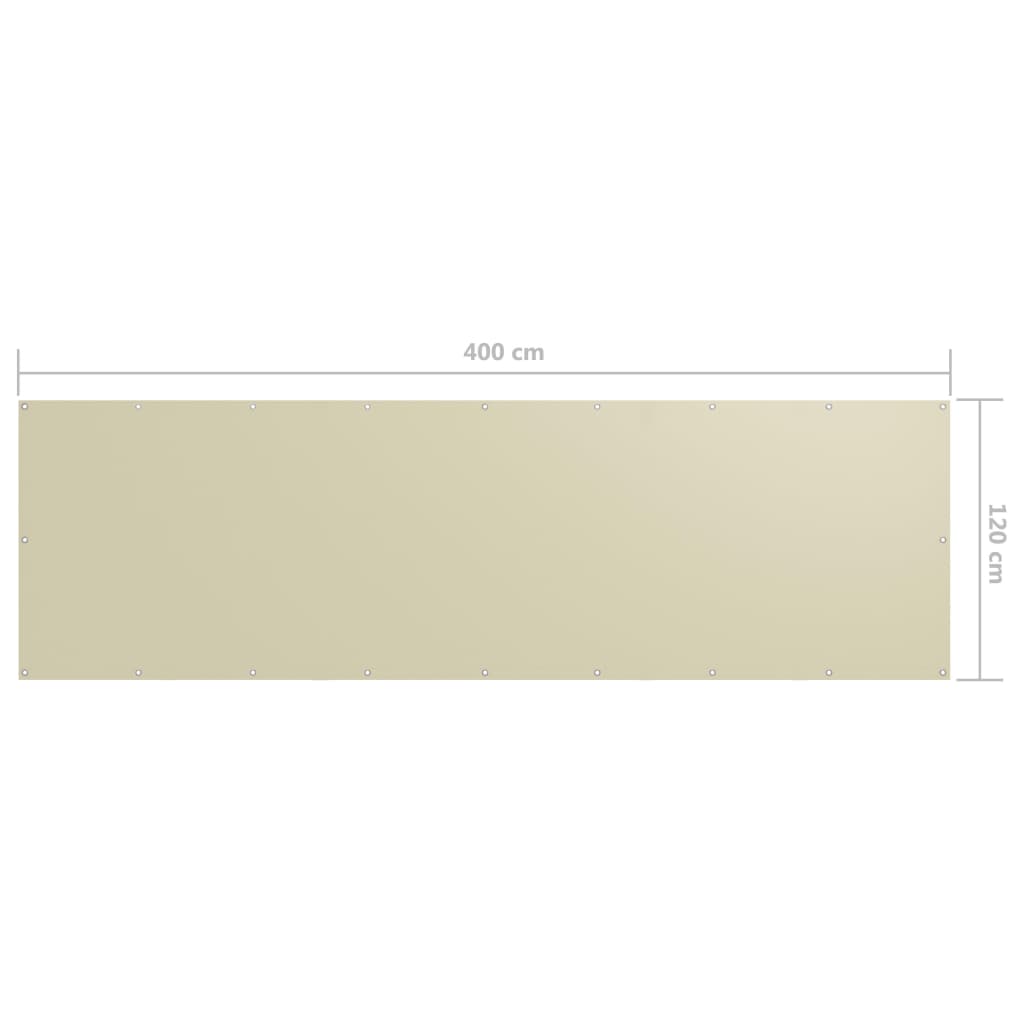 Balkonscherm 120X400 Cm Oxford Stof Crème 120 x 400 cm