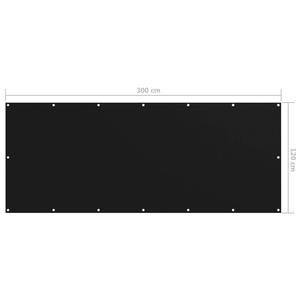 Balkonscherm 120X300 Cm Oxford Stof Zwart 120 x 300 cm
