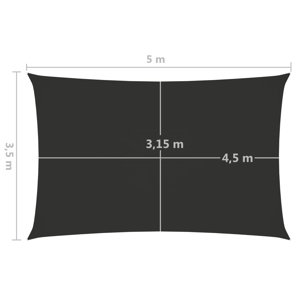 Zonnescherm Rechthoekig 3,5X5 M Oxford Stof Antracietkleurig 3.5 x 5 m