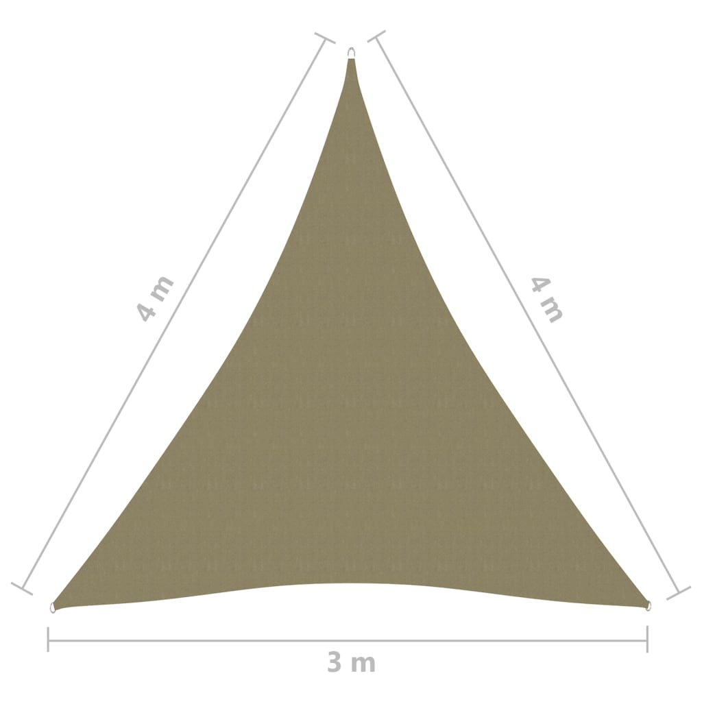 Zonnescherm Driehoekig 3X4X4 M Oxford Stof Beige 3 x 4 x 4 m
