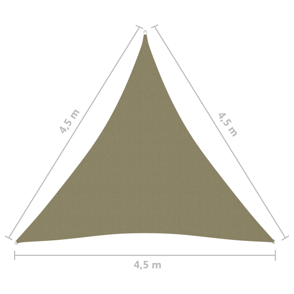 Zonnescherm Driehoekig 4,5X4,5X4,5 M Oxford Stof Beige 4.5 x 4.5 x 4.5 m