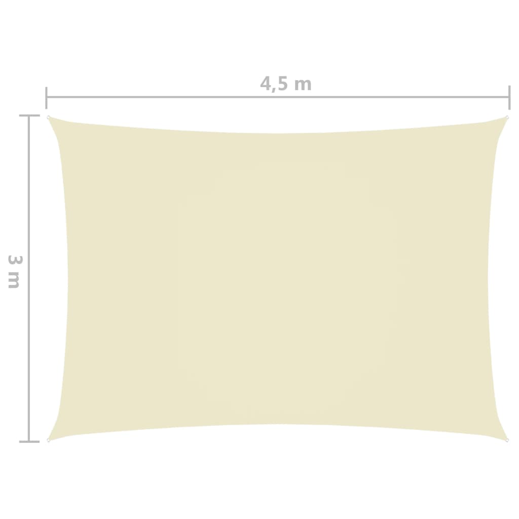 Zonnescherm Rechthoekig 3X4,5 M Oxford Stof Crèmekleurig 3 x 4.5 m