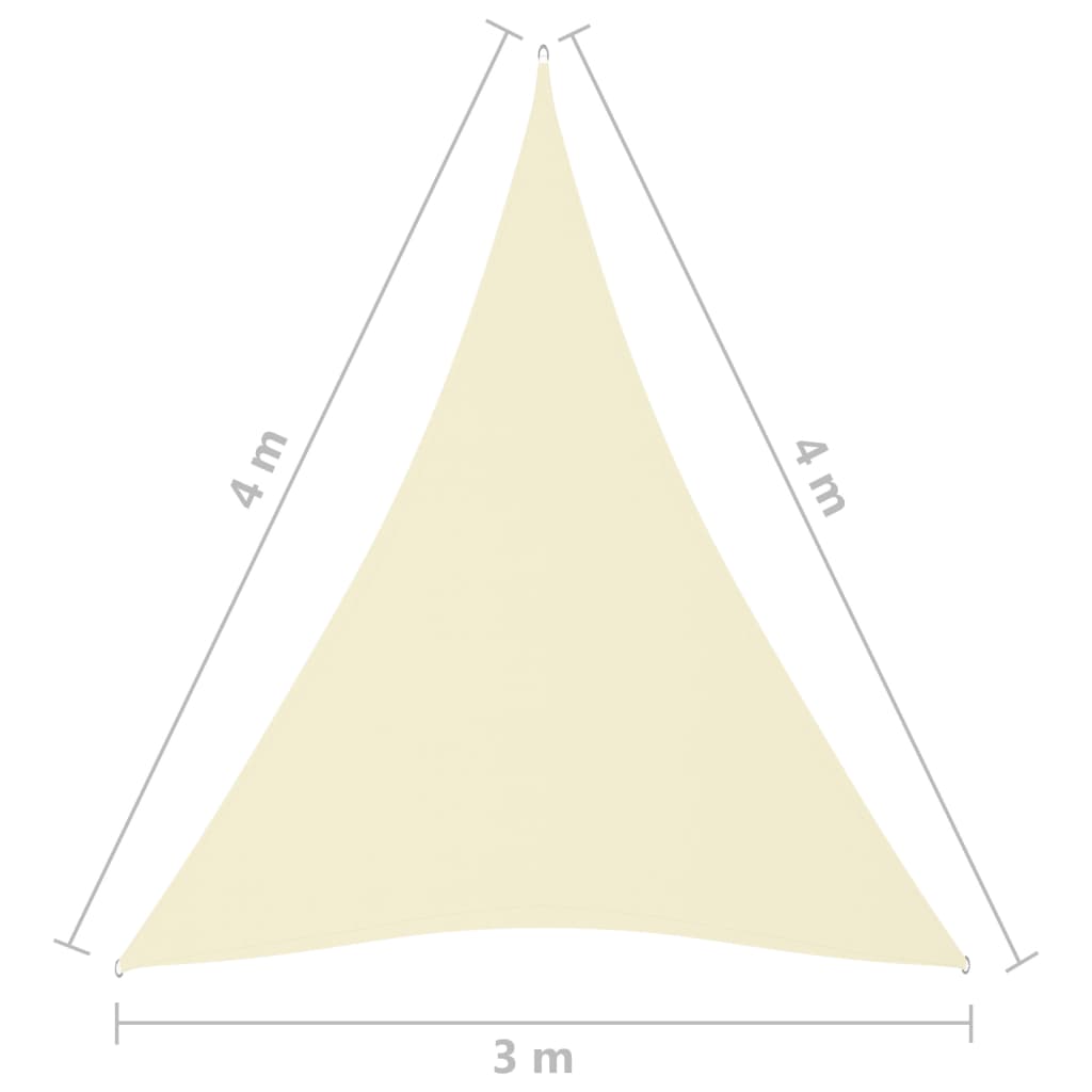 Zonnescherm Driehoekig 3X4X4 M Oxford Stof Crèmekleurig 3 x 4 x 4 m