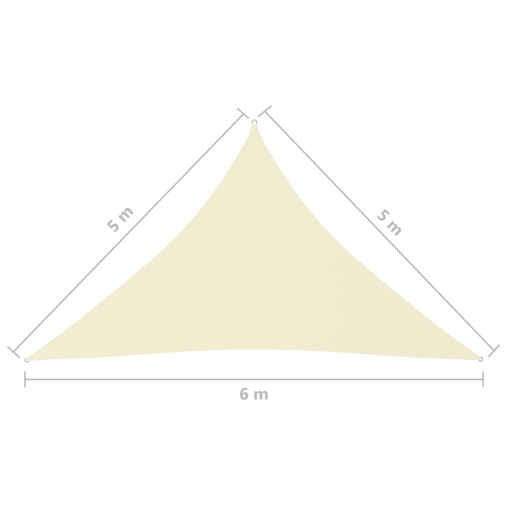 Zonnescherm Driehoekig 5X5X6 M Oxford Stof Crèmekleurig 5 x 5 x 6 m