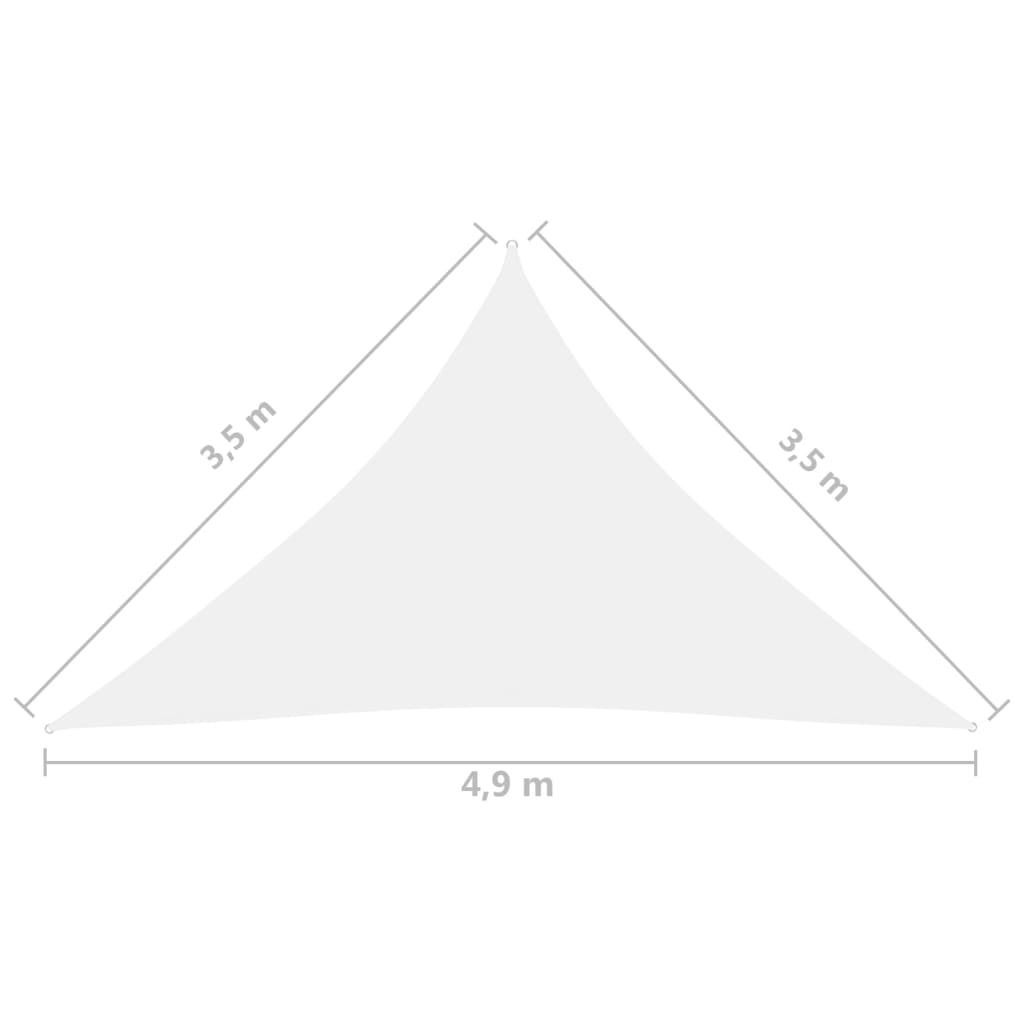 Zonnescherm Driehoekig 3,5X3,5X4,9 M Oxford Stof Wit 3.5 x 3.5 x 4.9 m
