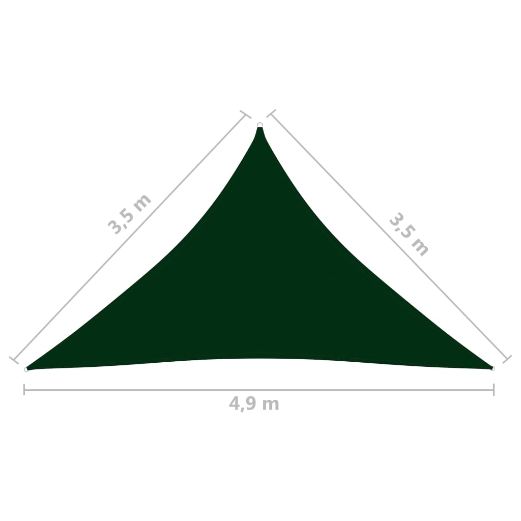 Zonnescherm Driehoekig 3,5X3,5X4,9 M Oxford Stof Donkergroen 3.5 x 3.5 x 4.9 m