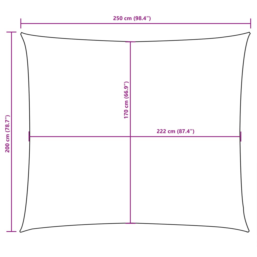 Zonnescherm rechthoekig 2x2,5 m oxford stof zwart