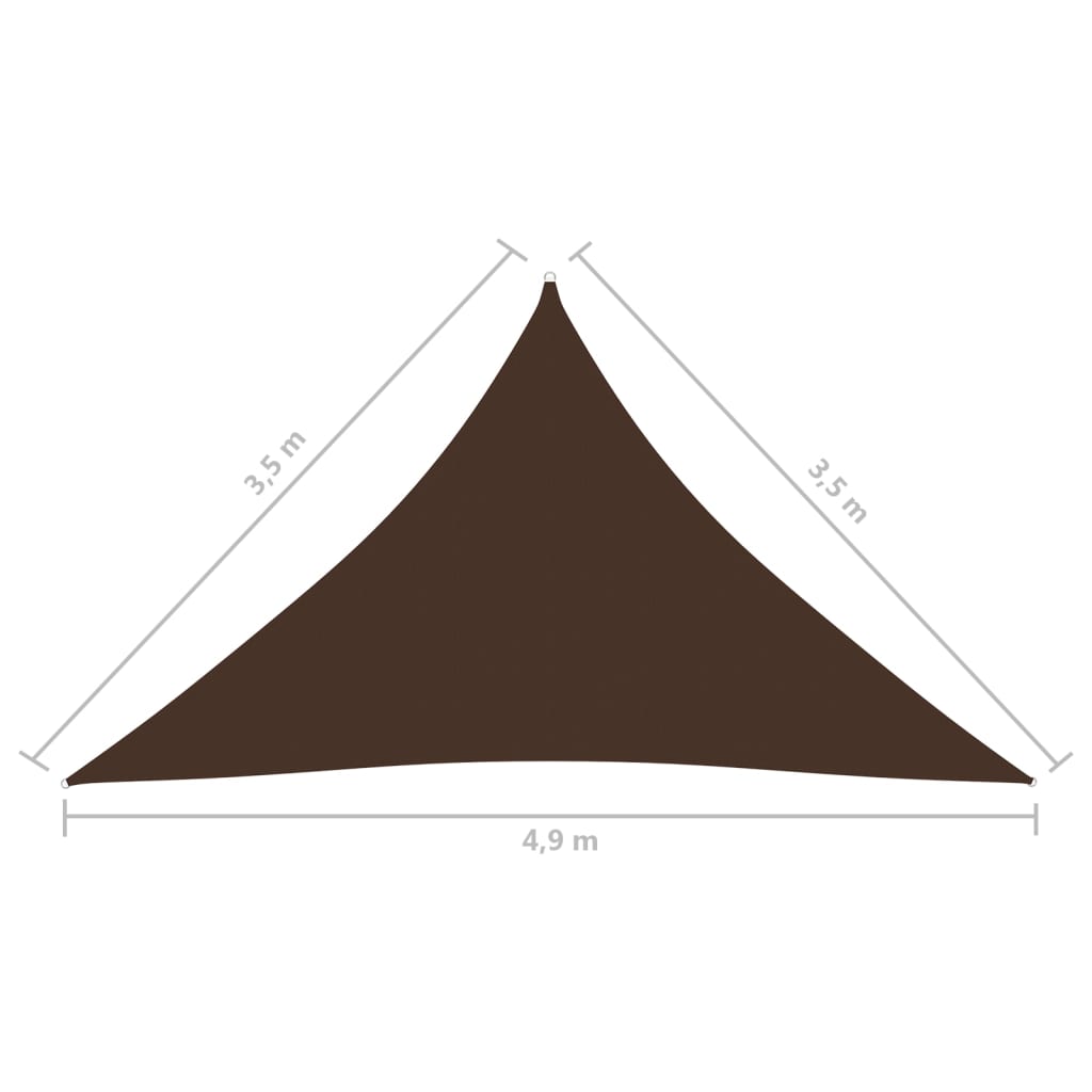 Zonnescherm Driehoekig 3,5X3,5X4,9 M Oxford Stof Bruin 3.5 x 3.5 x 4.9 m