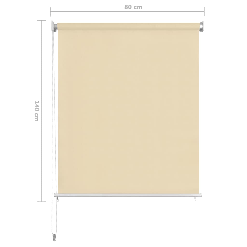 Rolgordijn voor buiten 85(B)x140(H) cm HDPE crèmekleurig