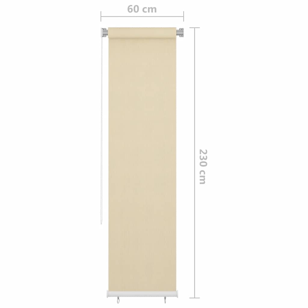 Rolgordijn voor buiten 65(B)x230(H) cm HDPE crèmekleurig