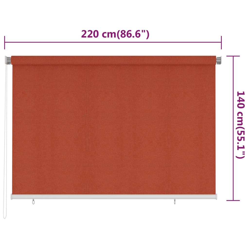 Rolgordijn voor buiten 225(B)x140(H) cm HDPE terracottakleurig