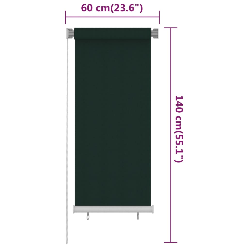 Rolgordijn voor buiten 65(B)x140(H) cm HDPE donkergroen