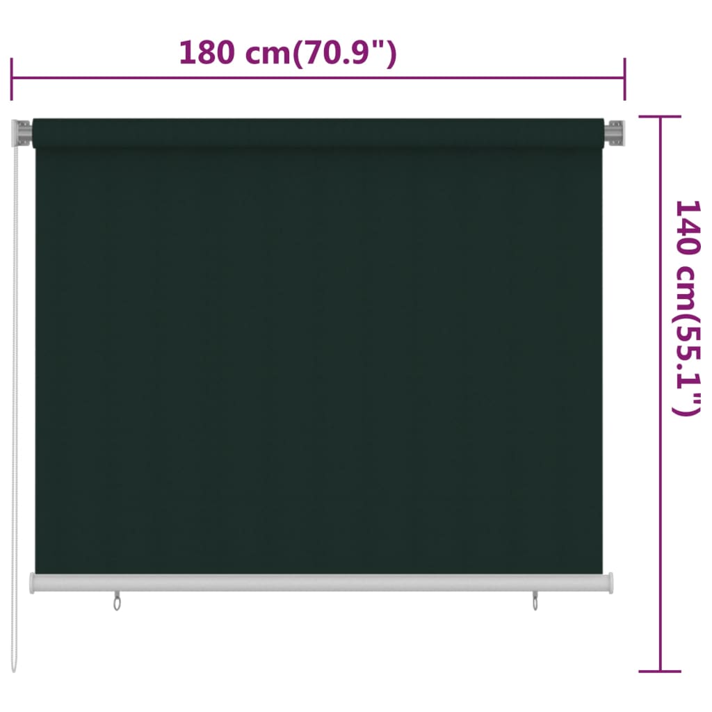 Rolgordijn voor buiten 185(B)x140(H) cm HDPE donkergroen