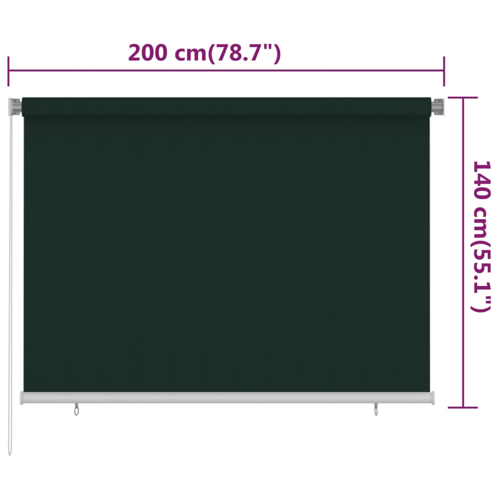 Rolgordijn voor buiten 205(B)x140(H) cm HDPE donkergroen