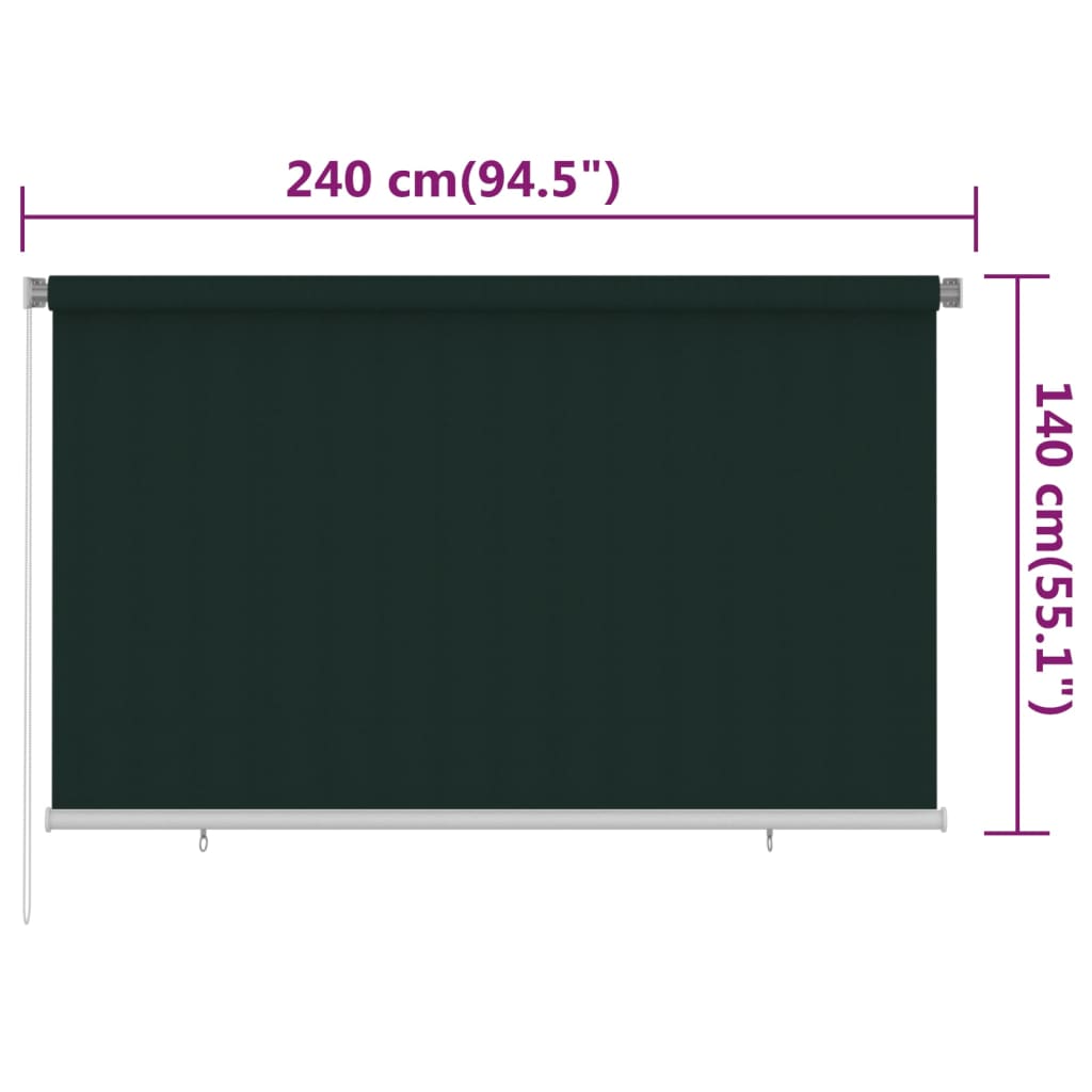 Rolgordijn voor buiten 245(B)x140(H) cm HDPE donkergroen