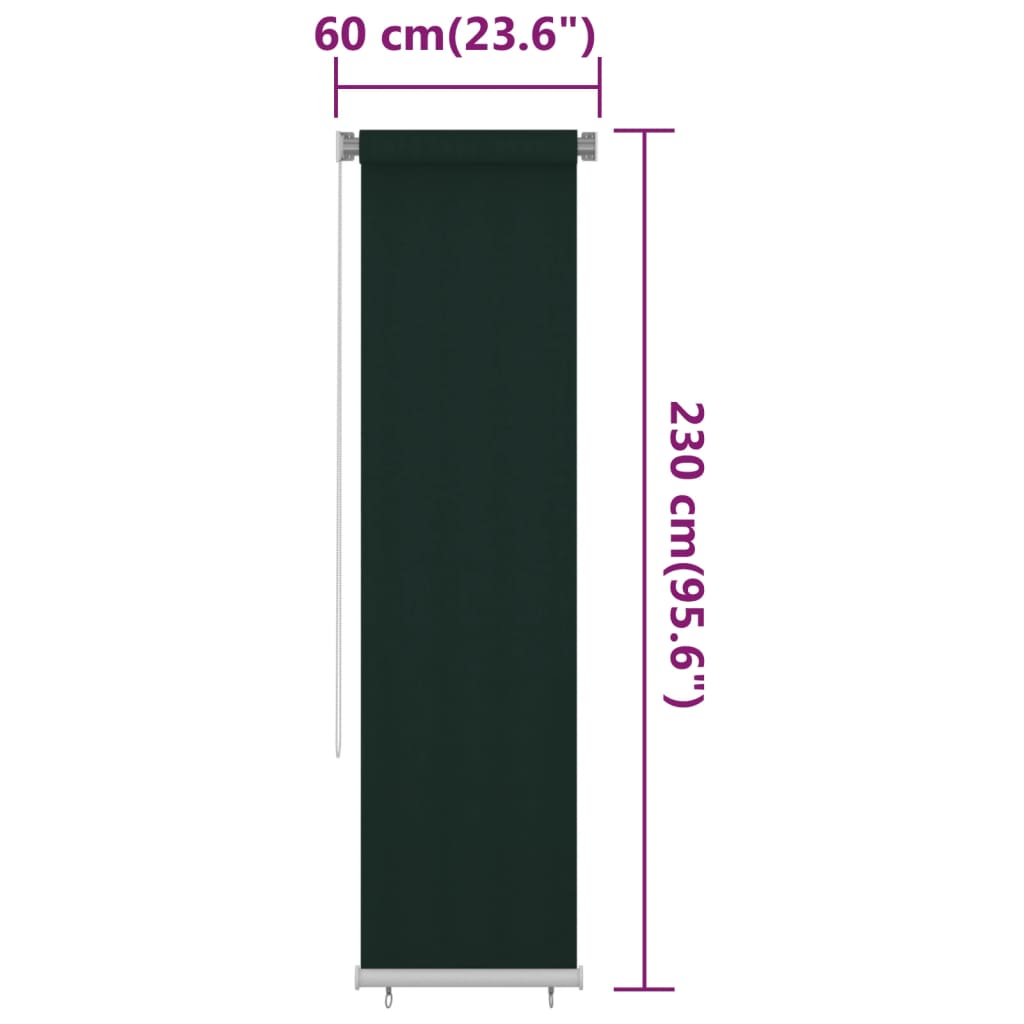 Rolgordijn voor buiten 65(B)x230(H) cm HDPE donkergroen